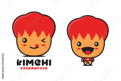 kimchi cartoon mascot illustration, Korean food