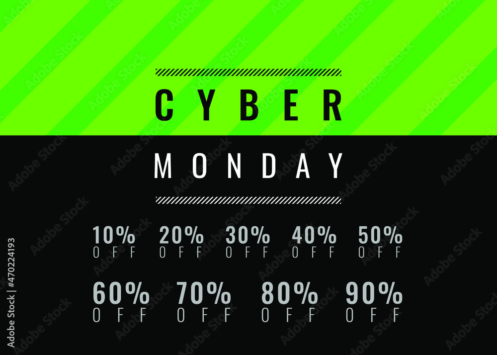 Cyber Monday Text Vector Discounts on Red and Black Background