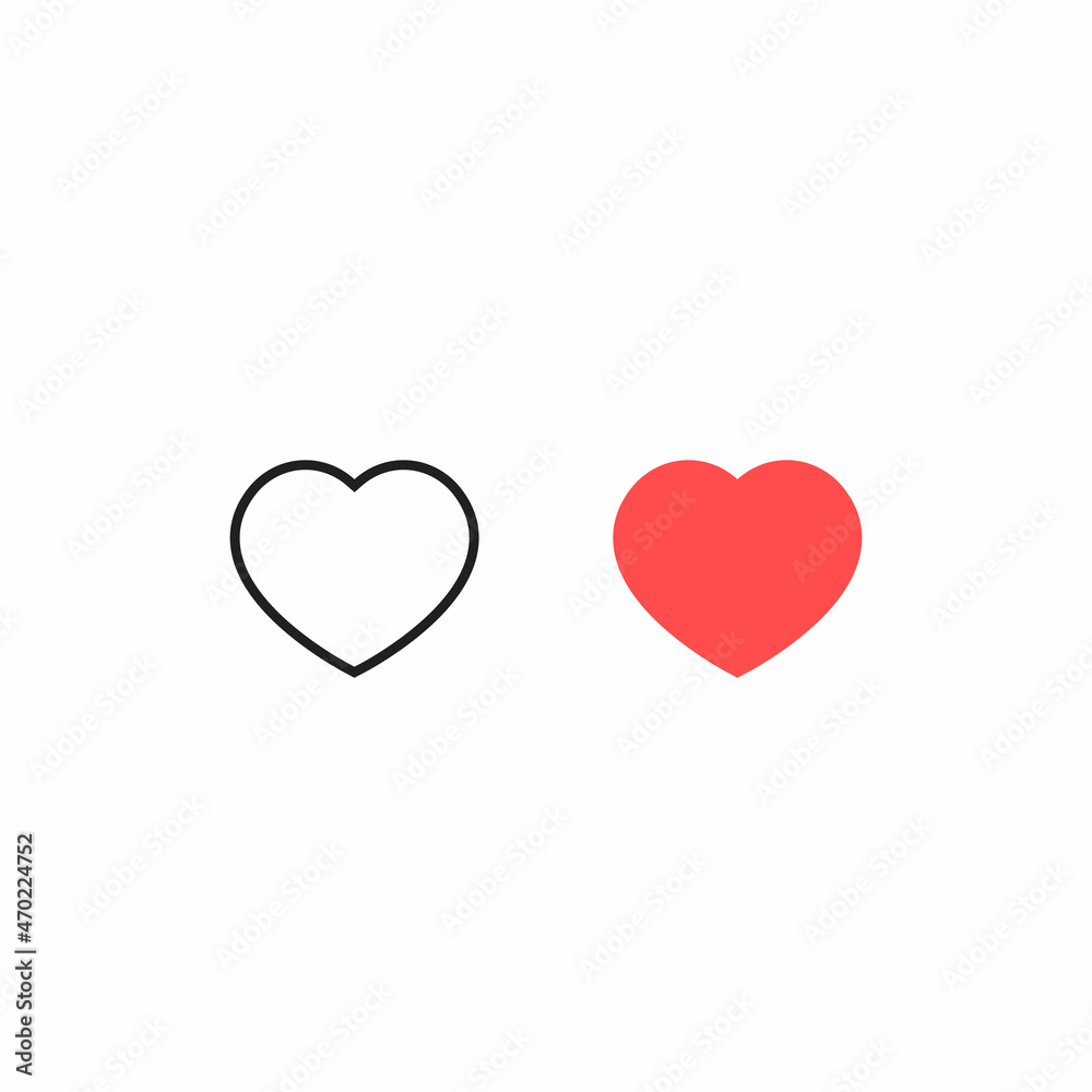 Love, Heart Button Icon Vector in Flat Style