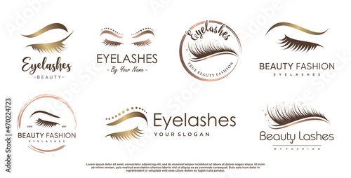 Canvas Print Eyelashes logo collection with creative element Premium Vector