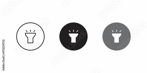 Flashlight, Torch Button Icon in Flat Style