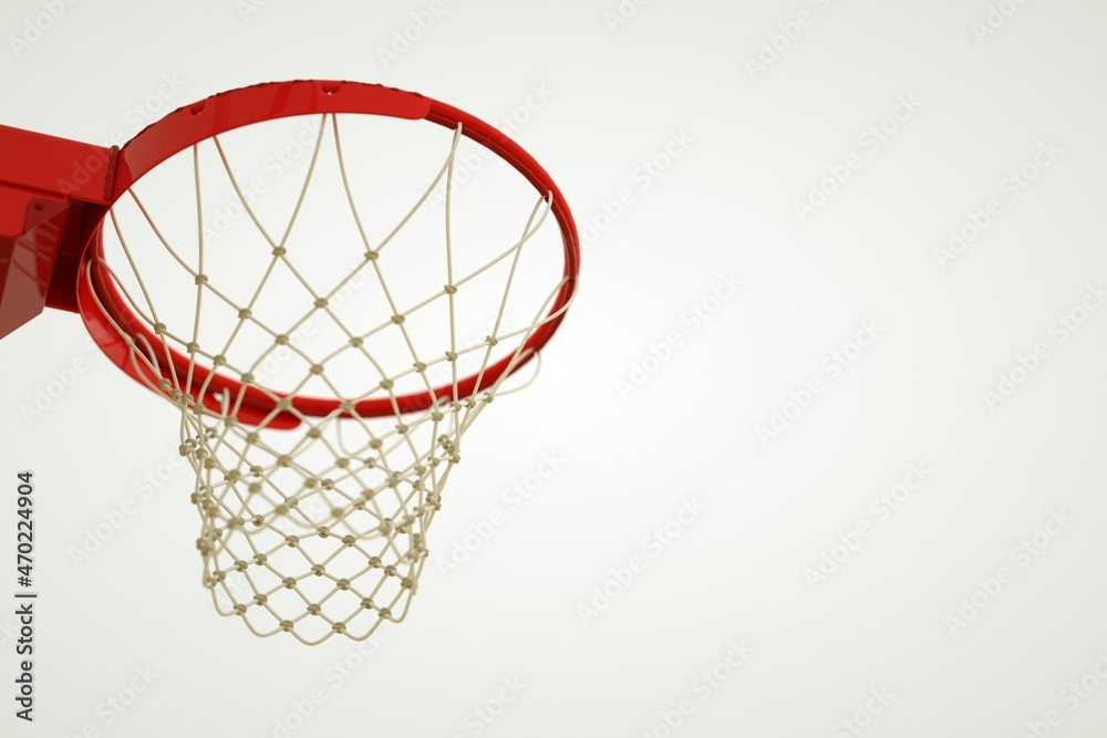 3d render of a red basketball basket on a pure white background bottom view