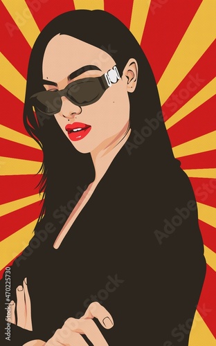 Woman with glasses style pop art photo