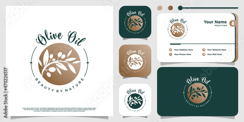 Olive oil logo design with modern creative style Premium Vector
