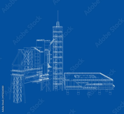 Launch pad whithout Space Rocket. Vector