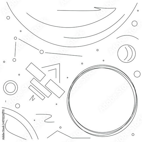 Space cosmic background line drawing vector illustration