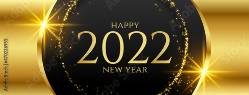 happy new year 2022 in shiny golden style