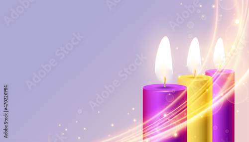 glowing candles with light streak effect