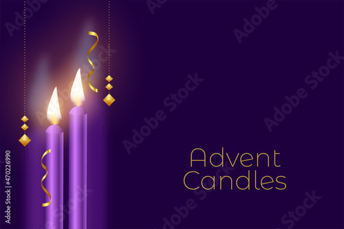 realistic advent purple candles background