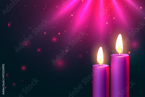 glowing two candles advent background