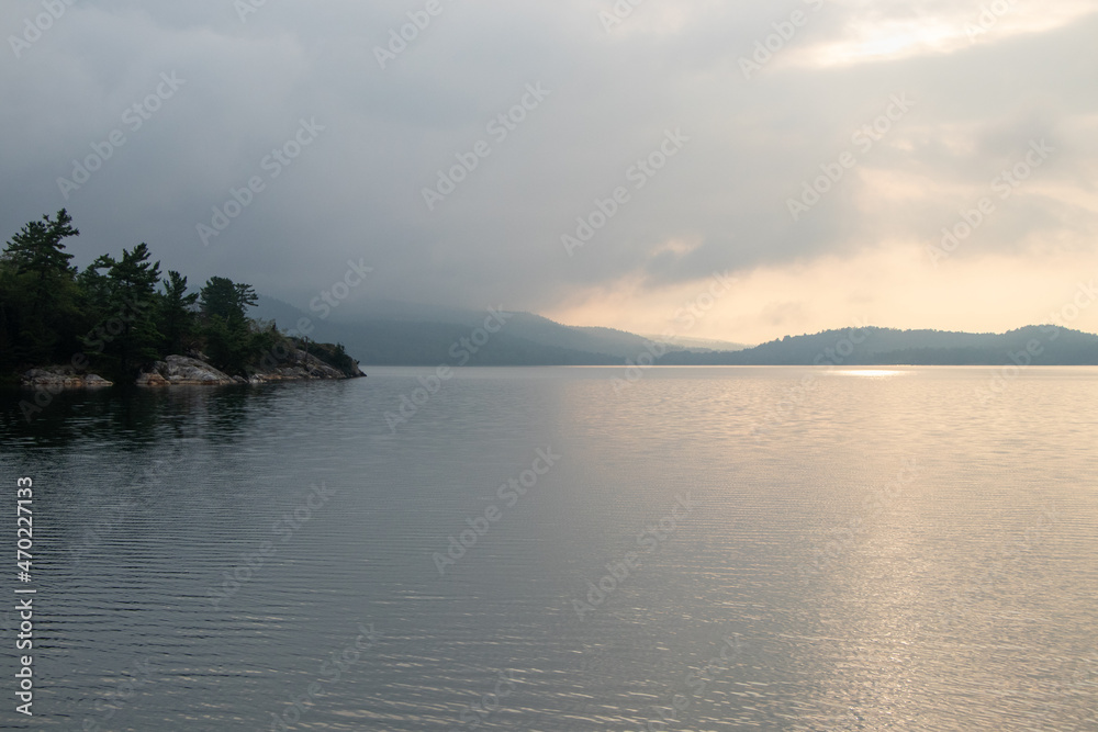 Foggy morning light on the lake