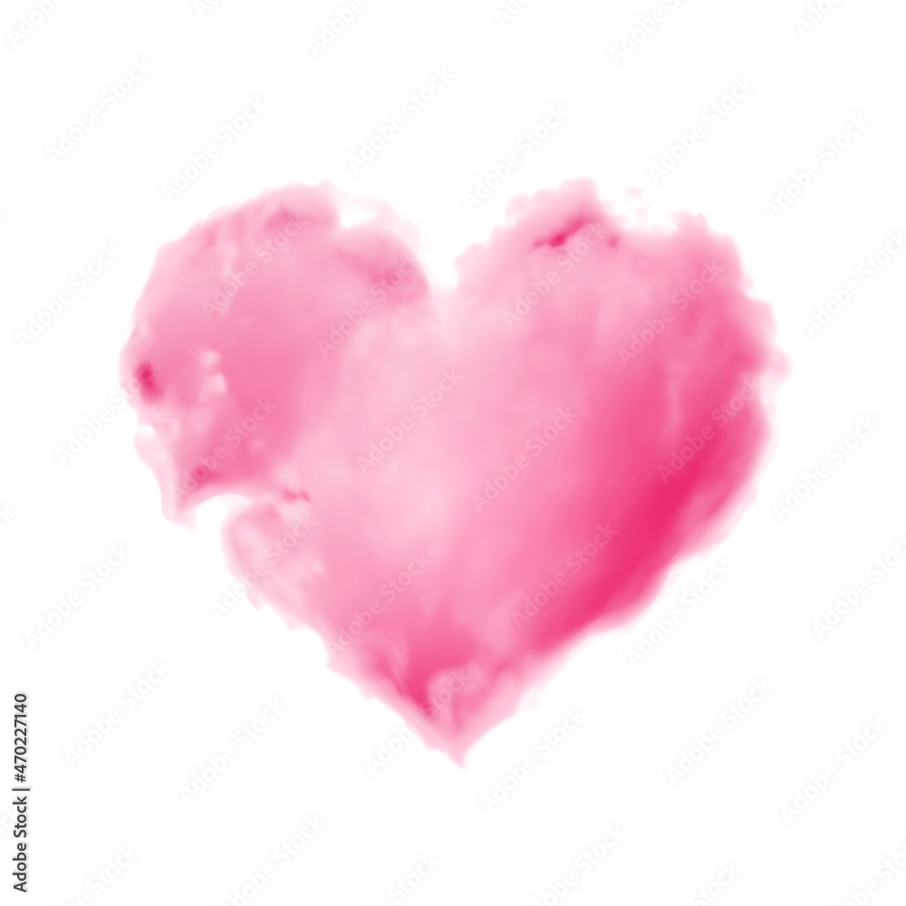 Heart shaped pink cloud on white background. Realistic vector illustration with gradient mesh.