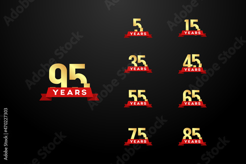 Anniversary Gradient Set Number Background For Celebration