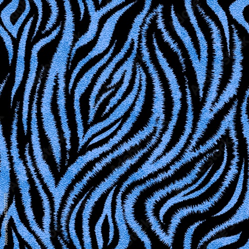 Seamless blue tiger skin pattern. Metallic tiger skin print, texture, background. Vector illustration