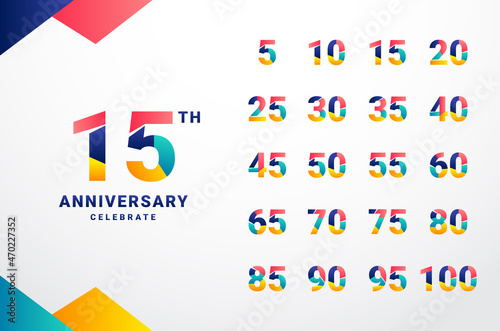 Anniversary Gradient Set Number Background For Celebration