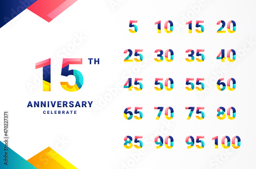 Anniversary Gradient Set Number Background For Celebration