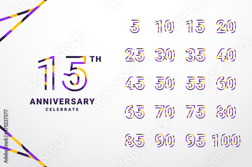 Anniversary Gradient Set Number Background For Celebration