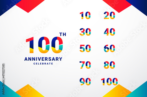 Anniversary Gradient Set Number Background For Celebration