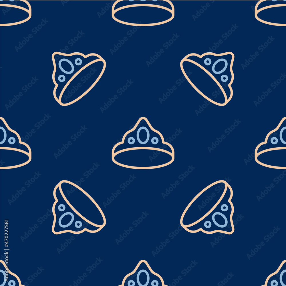 Line King crown icon isolated seamless pattern on blue background. Vector Line King crown icon isolated seamless pattern on blue background. Vector