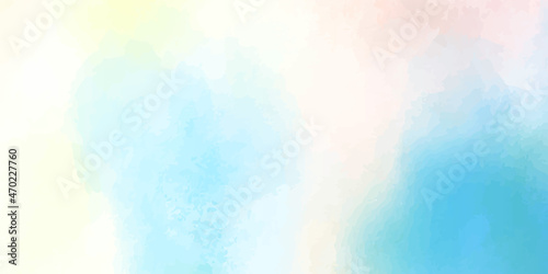 Abstract hand painted multi color pastel watercolor background with abstract cloudy sky concept with color splash design and fringe bleed stains and blobs