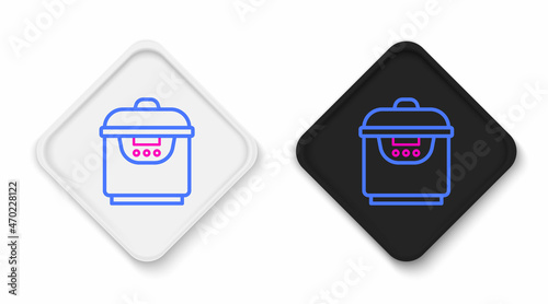 Line Slow cooker icon isolated on white background. Electric pan. Colorful outline concept. Vector