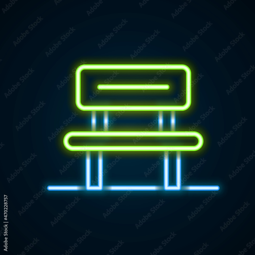 Glowing neon line Waiting hall icon isolated on black background. Colorful outline concept. Vector Glowing neon line Waiting hall icon isolated on black background. Colorful outline concept. Vector