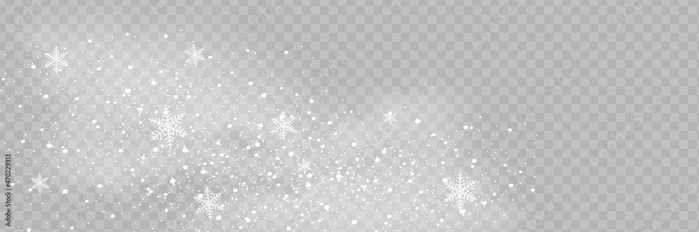Snow and wind on a transparent background. White gradient decorative element.vector illustration. winter and snow with fog. wind and fog. - obrazy, fototapety, plakaty 