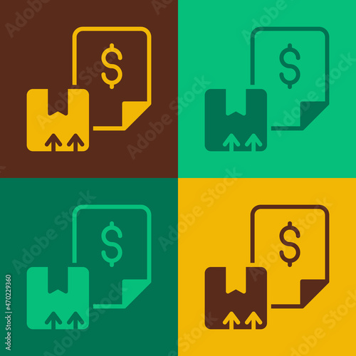 Pop art Waybill icon isolated on color background. Vector