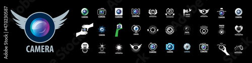 A set of vector logos for professional photographers on a black background