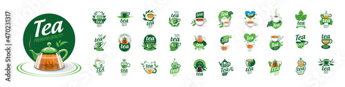 Set of vector Tea logos on a white background