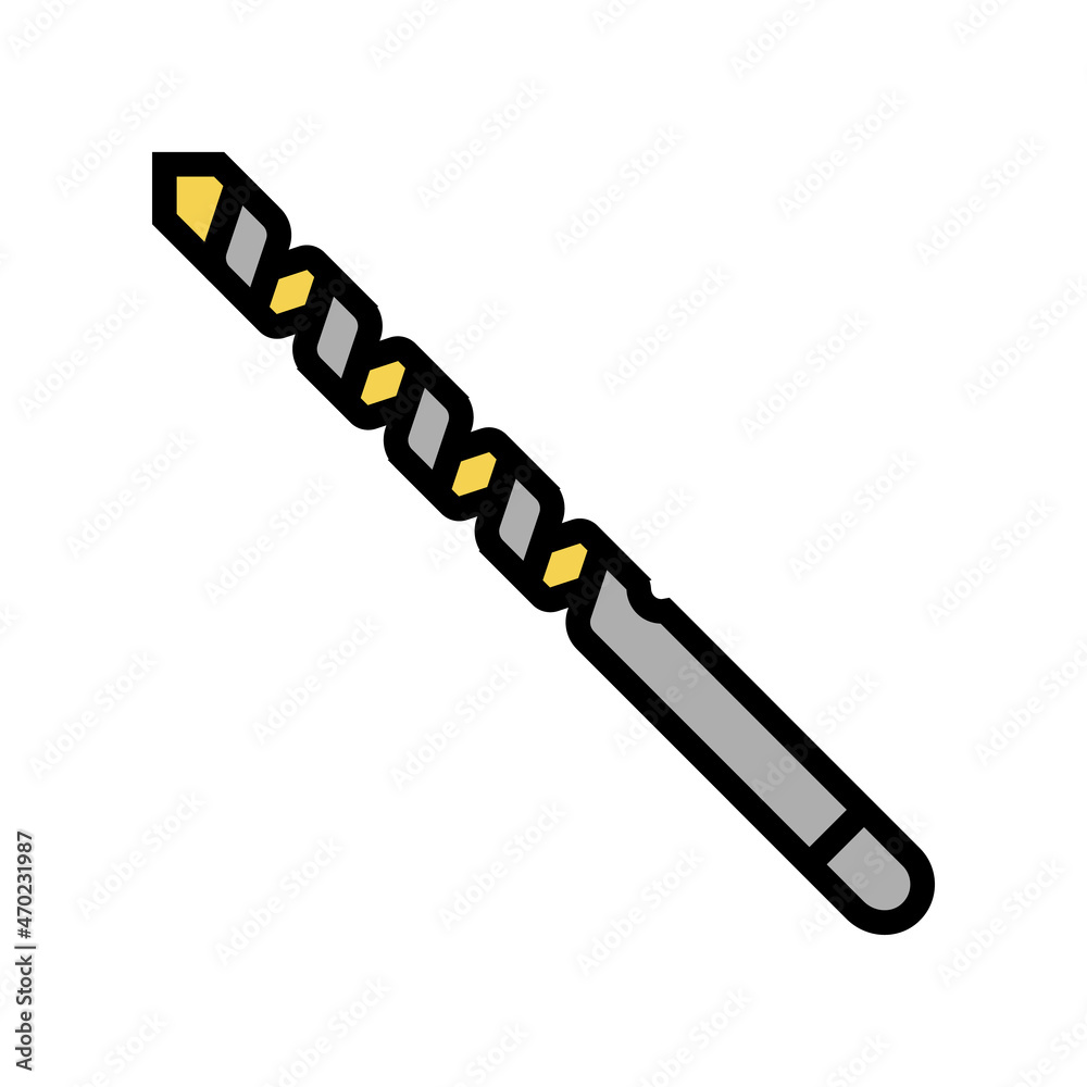 twist bit for drilling hole color icon vector. twist bit for drilling hole sign. isolated symbol illustration