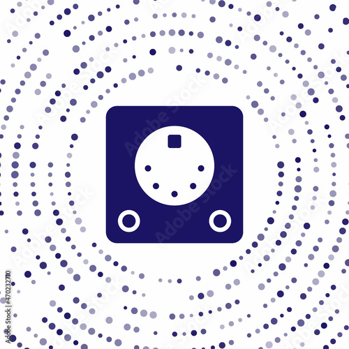 Blue Drum machine icon isolated on white background. Musical equipment. Abstract circle random dots. Vector
