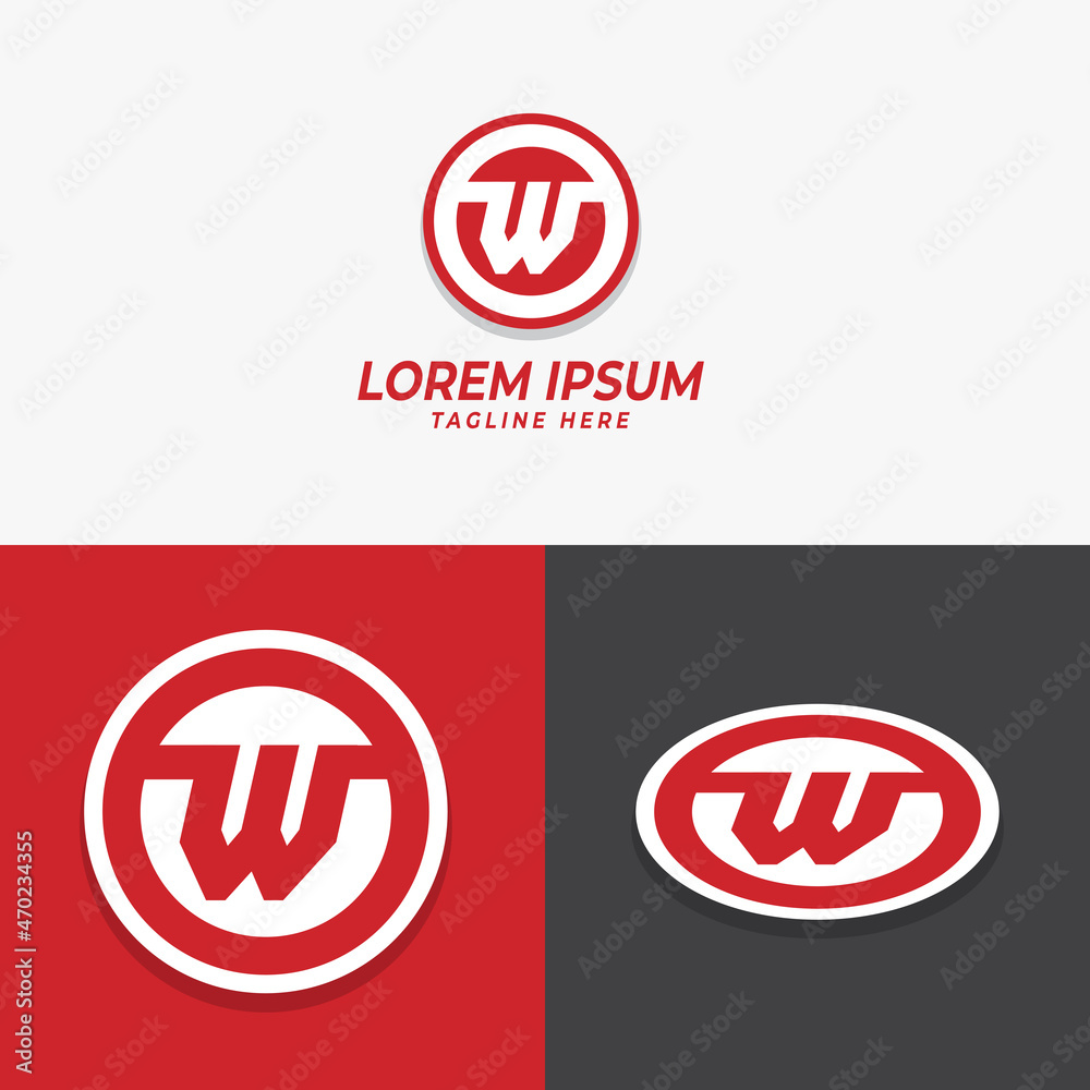 w initial circle logo template vector