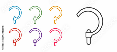 Set line Sickle icon isolated on white background. Reaping hook sign. Set icons colorful. Vector