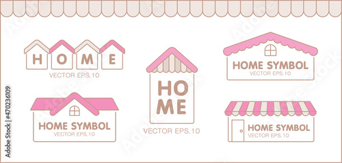 cute girly house shape symbol collection graphic vector