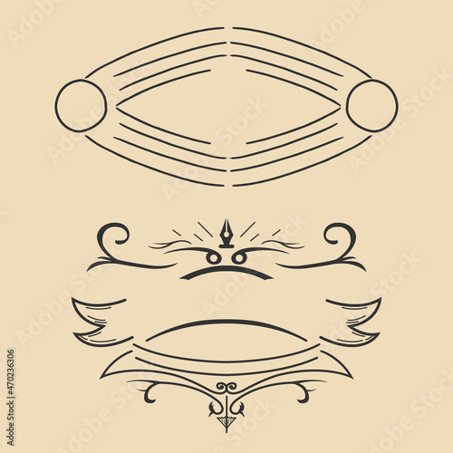 Pinstriping hand drawn illustration on cream background