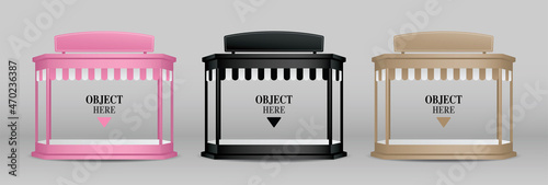 victorian style showcase display with awning collection 3d illustration vector for putting your object
