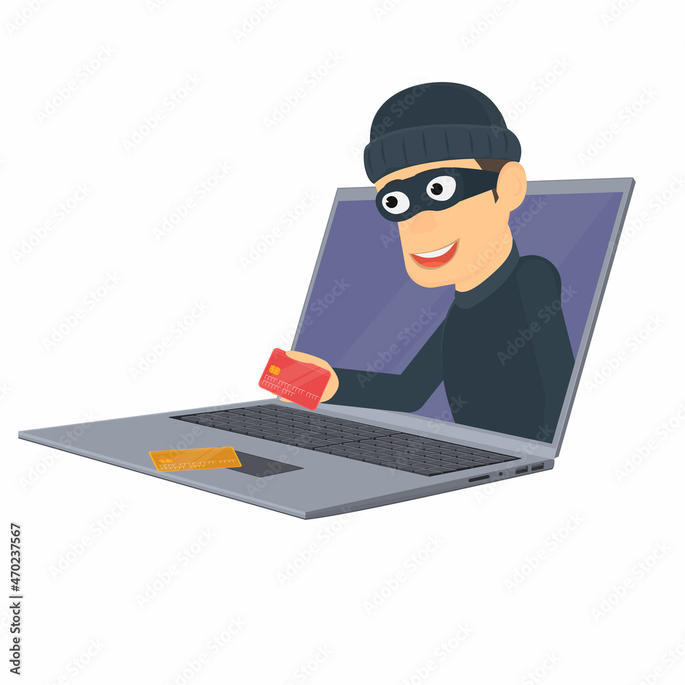Cheater. A thief steals a bank card, vector illustration Cheater. A thief steals a bank card, vector illustration