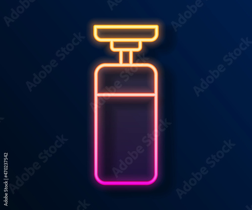 Glowing neon line Punching bag icon isolated on black background. Vector
