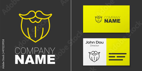 Logotype line Mustache and beard icon isolated on grey background. Barbershop symbol. Facial hair style. Logo design template element. Vector
