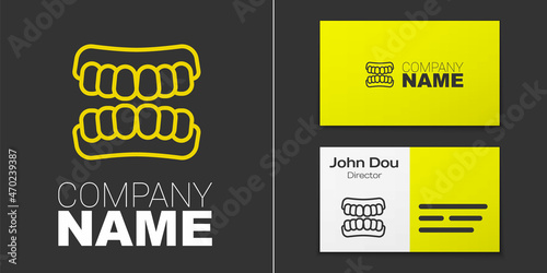 Logotype line Dentures model icon isolated on grey background. Teeth of the upper jaw. Dental concept. Logo design template element. Vector