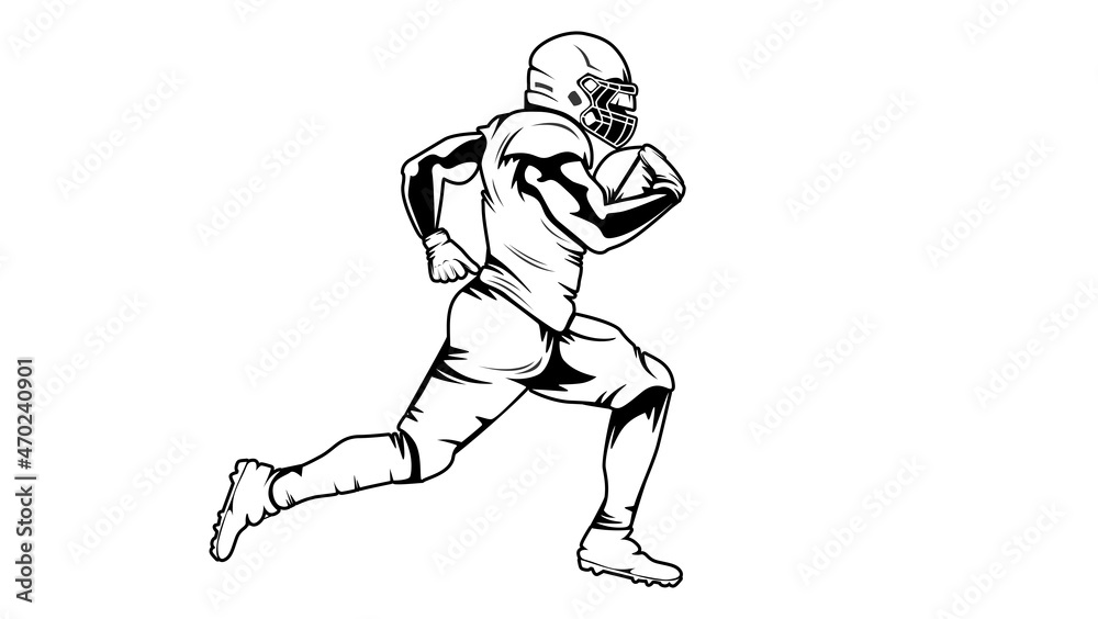 Fototapeta premium American football player. Quarterback isolated on white. Superl sport theme vector illustration.