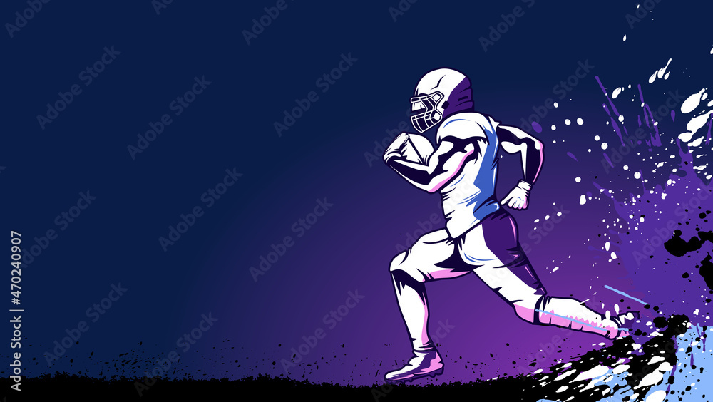 American football player. Quarterback isolated on white. Superl sport theme vector illustration.