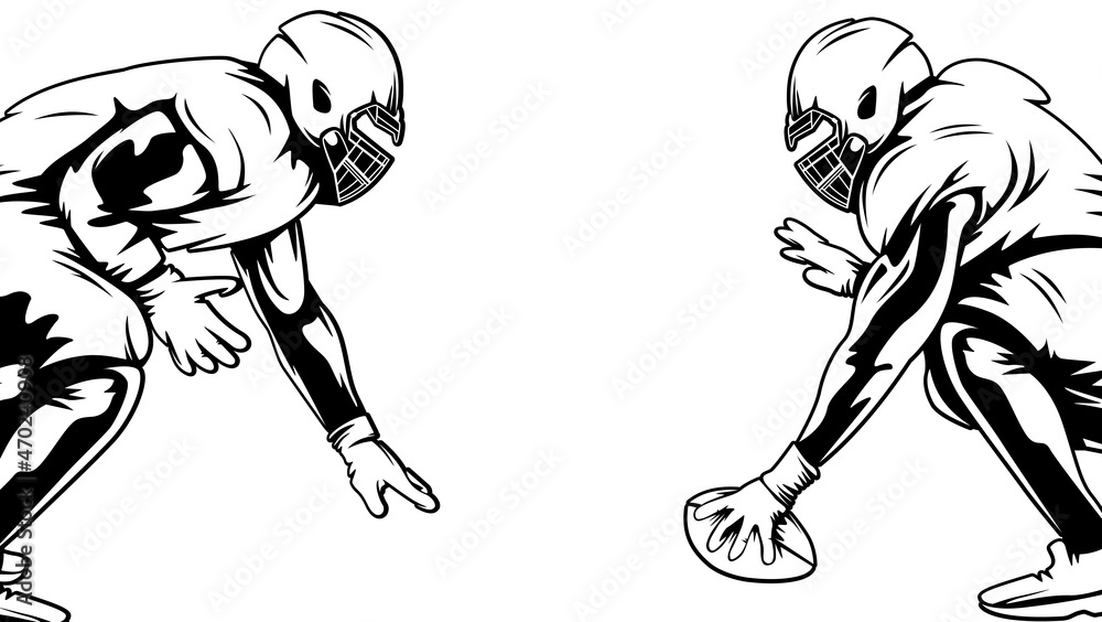 Fototapeta premium American football player. Quarterback isolated on white. Superl sport theme vector illustration.