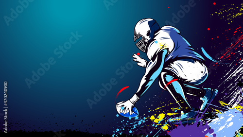 American football player. Quarterback isolated on white. Superl sport theme vector illustration.