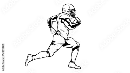 Fototapeta Naklejka Na Ścianę i Meble -  American football player. Quarterback isolated on white. Superl sport theme vector illustration.