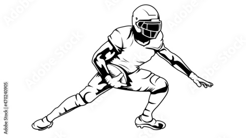 American football player. Quarterback isolated on white. Superl sport theme vector illustration.
