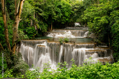 Beautiful Huai Mae​ Khamin​ Waterfall​ in Khuean​ Srinagarindra​ National​ Park, Kanchanaburi, Thailand. © siriporn