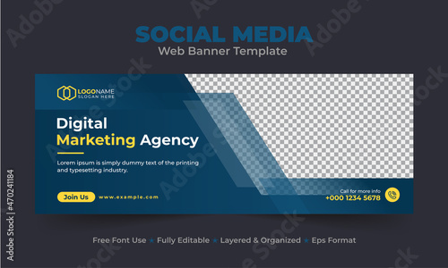 Corporate and digital business marketing social media post and web banner template