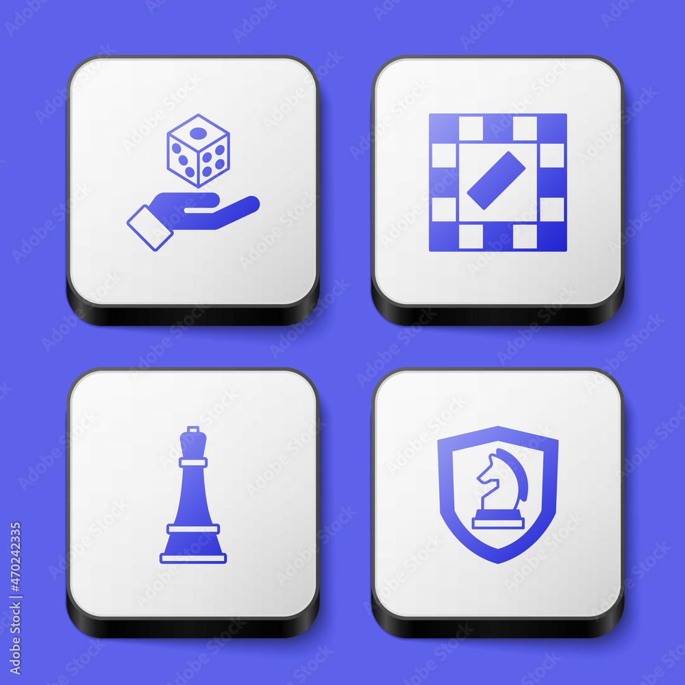 Set Game dice, Board game, Chess and icon. White square button. Vector Set Game dice, Board game, Chess and icon. White square button. Vector